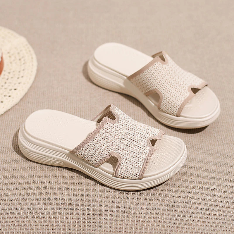 Womens Trendy Platform Slide Sandals Sparkle Pattern Upper Hollow Zpaxo 37 image color 2