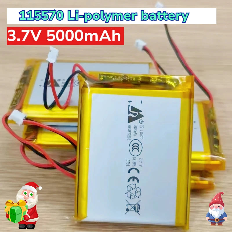 Brand New 115570 3.7V Lithium Polymer 5000mAh Soft Package Battery for Equipment Electronic Equipment Tablet DVD Batteries Zpaxo