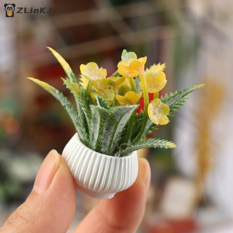 ▶1Pcs Simulation Potted Plants Model 1/12 Dollhouse Home Decoration Micro Landscape Plants Ornaments Dolls House Accessories Zpaxo