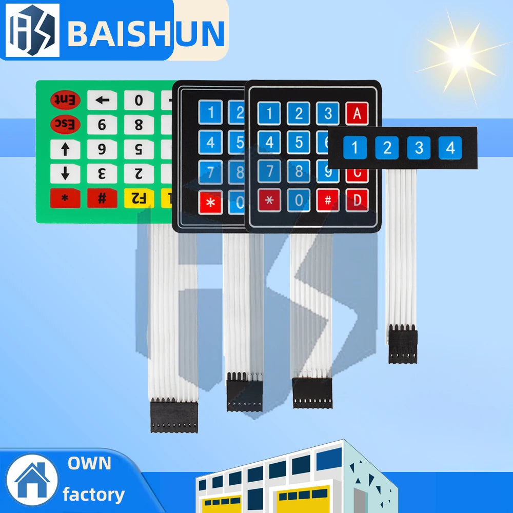 Multi Membrane Matrix Keypad 4-20 Keys Flexible Keyboard 1x4 3x4 4x4 Zpaxo