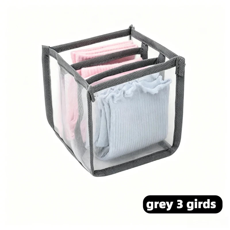 Organizational for Drawer Socks Organizer Box Grids Folding Organizer Cabinets Multi-compartment Classified Jeans Bra Organizer Zpaxo grey 3 girds