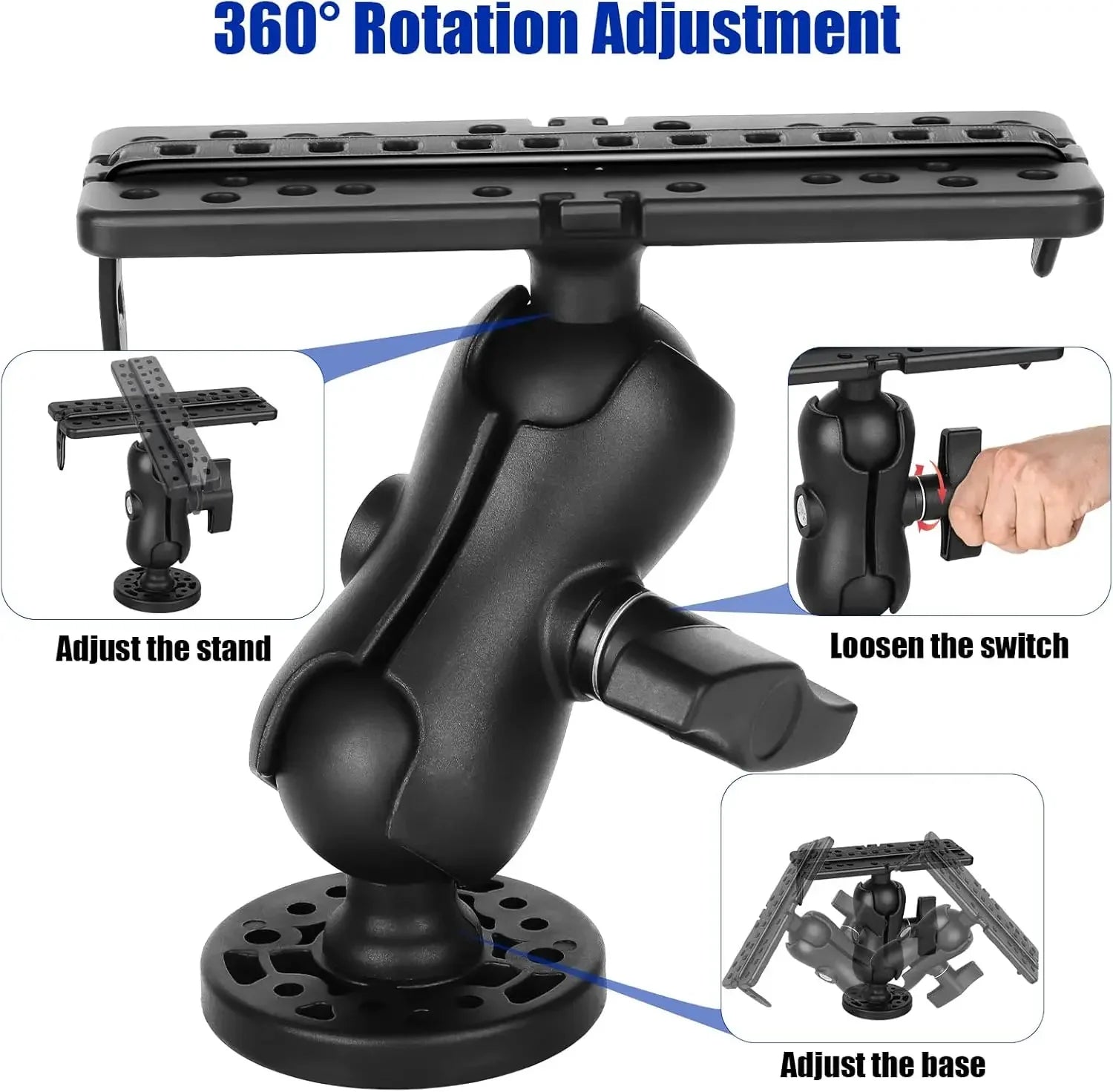 Fish Finder Mount Bracket – Adjustable Ball & Socket Boat Base
