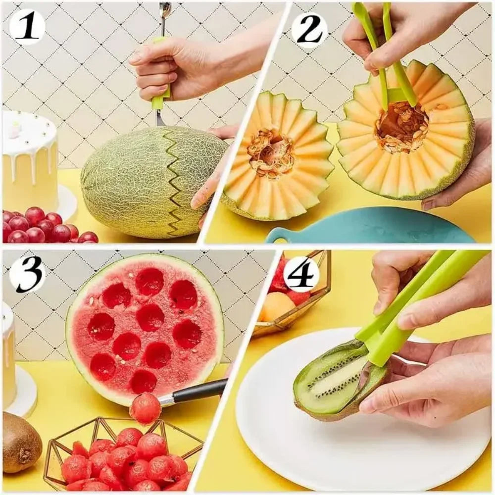 Three-in-one Fruit Slicer Suitable Slicing Scooping Carving Fruits It Zpaxo