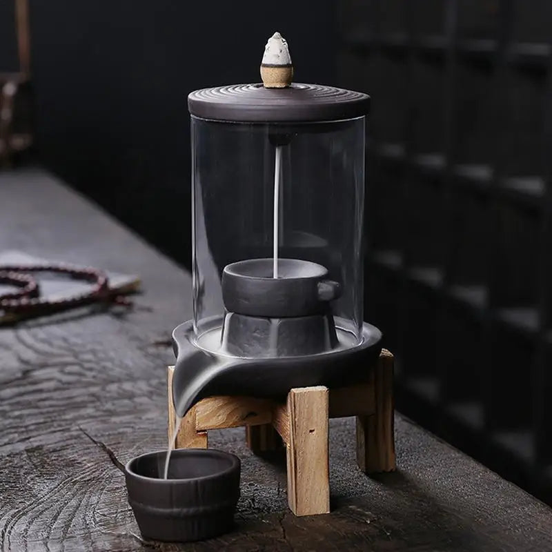 Handmade Ceramic Incense Burner Smoke Waterfall Backflow Living Room