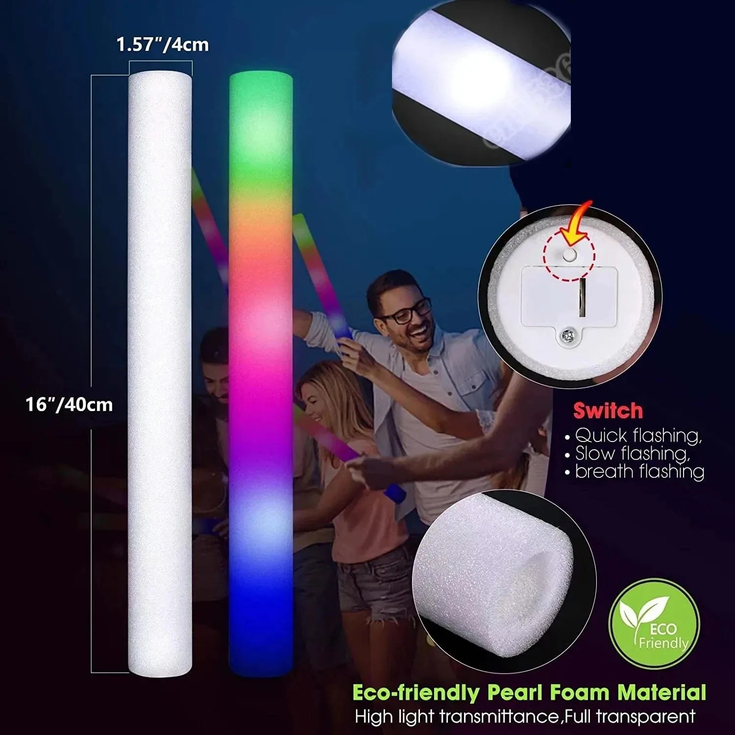 Customizable LED Glow Sticks Multicolor Foam Personalized Wedding