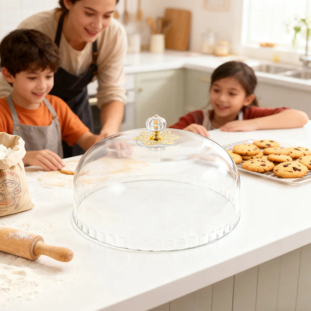 10Inch Round Transparent Plastic Cake Dome Cover Food Serving Platter Cloche for Cakes Cupcakes Pastry Display Dessert Zpaxo