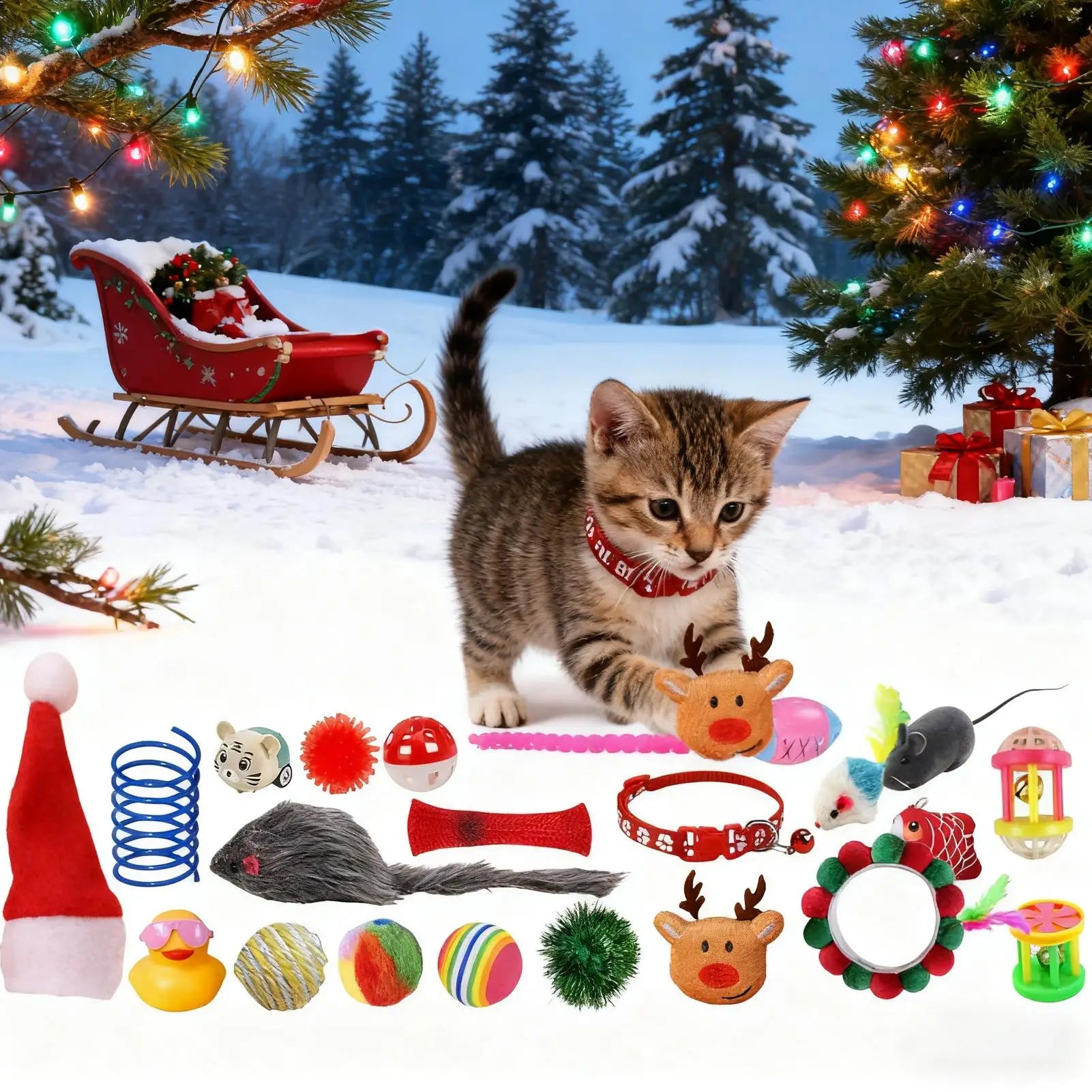 Cat Toy Advent Calendar 2025 Christmas Countdown 24 Days Kitten Toys