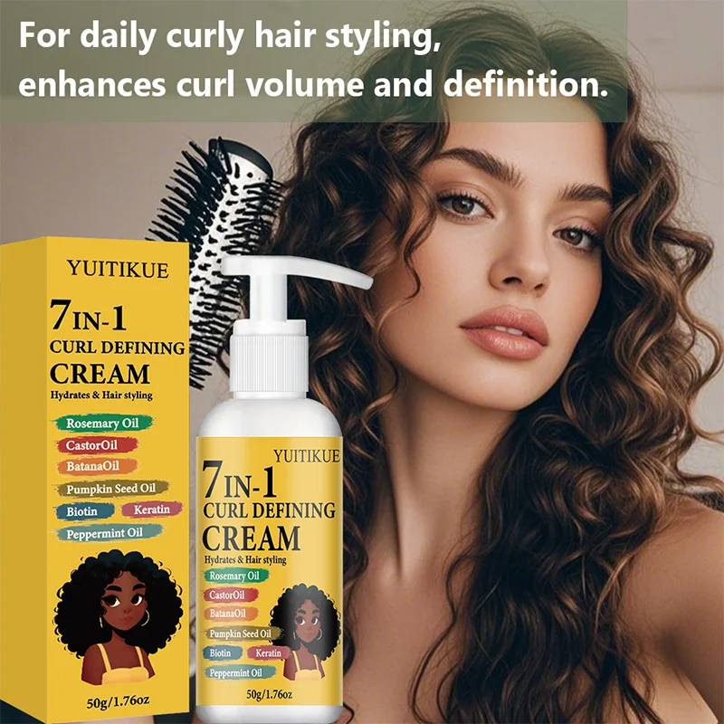 YUITIKUE 7-in-1 Curl Defining Cream – Bouncy Hydrated Curls Curl Defining Cream Zpaxo