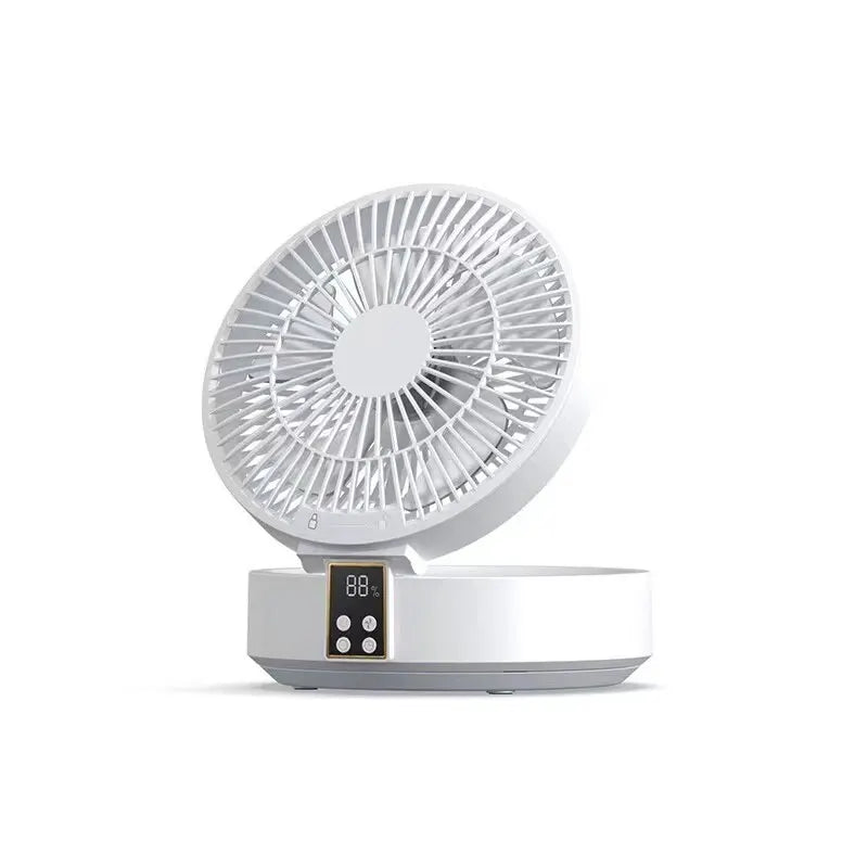 Fan With Remote Control Portable Wall-Hanging Rechargeable Usb Electric Folding Fan Nightlight Air Cooler Household Zpaxo white