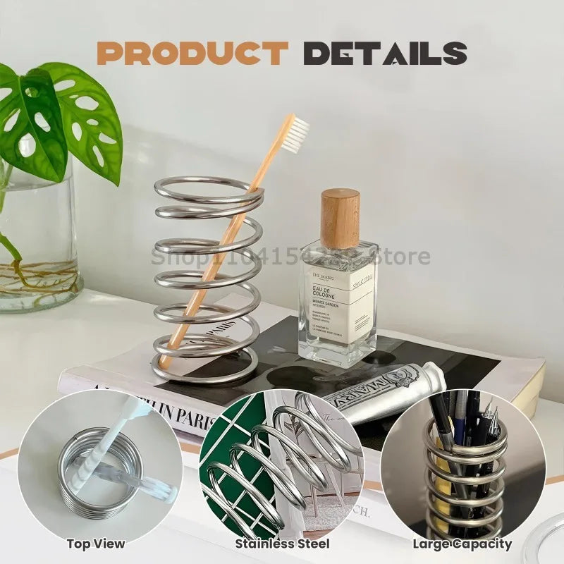 Stainless Steel Toothbrush Holder Bathroom Accessories Tool Toothpaste Makeup Brush Storage Rack Home Decoration Brush Holder Zpaxo