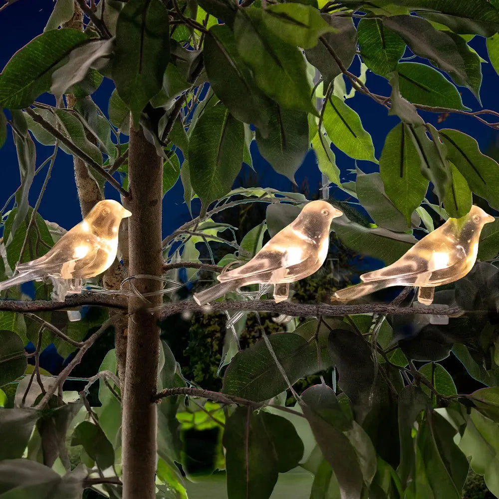 Solar Powered Waterproof Outdoor Bird String Lights Decorative