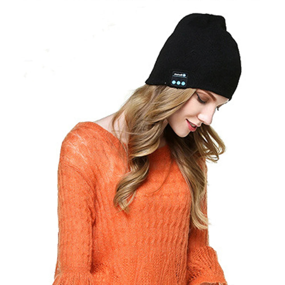 Winter Bluetooth-Compatible Earphone USB Rechargeable Music Headset Warm Knitting Beanie Hat Cap Wireless Sport Headphone Zpaxo