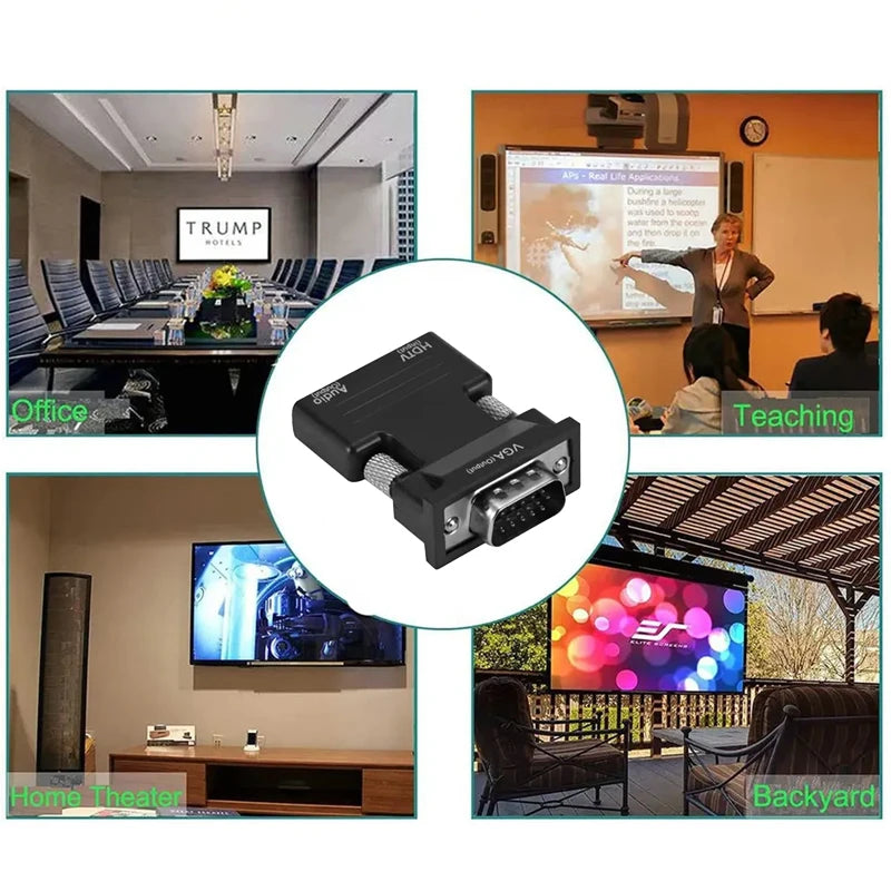 HDTV To VGA Line With Audio 1080P HDMI Female To VGA Male Converter With Audio 3 5mm Projector Computer Monitor Connectors Zpaxo