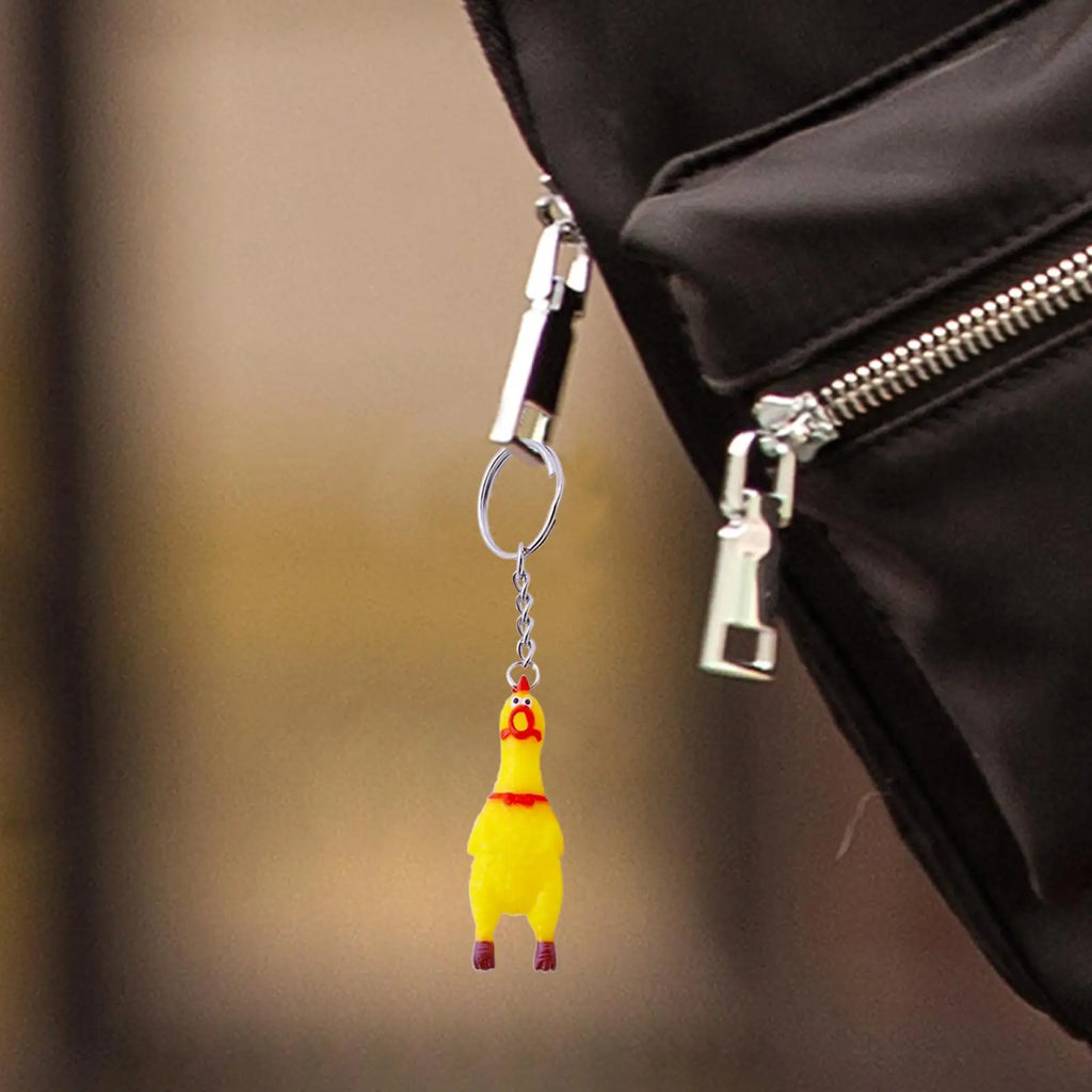 Novelty Keychains Funny Interactive Toys Yellow Chicken Squeaky Toy Pendant For Men For Adults Teens Men Women Friends Coworkers Zpaxo