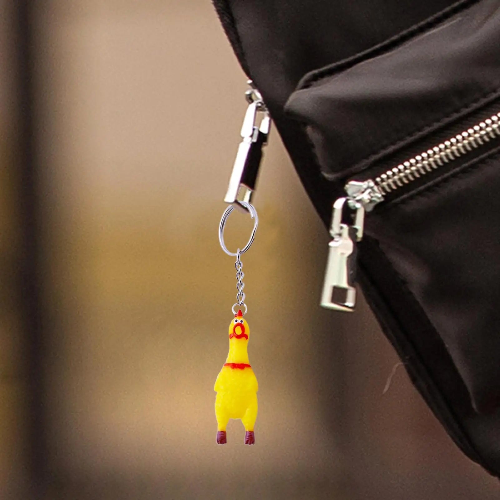 Novelty Keychains Funny Interactive Toys Yellow Chicken Squeaky Toy Pendant For Men For Adults Teens Men Women Friends Coworkers Zpaxo