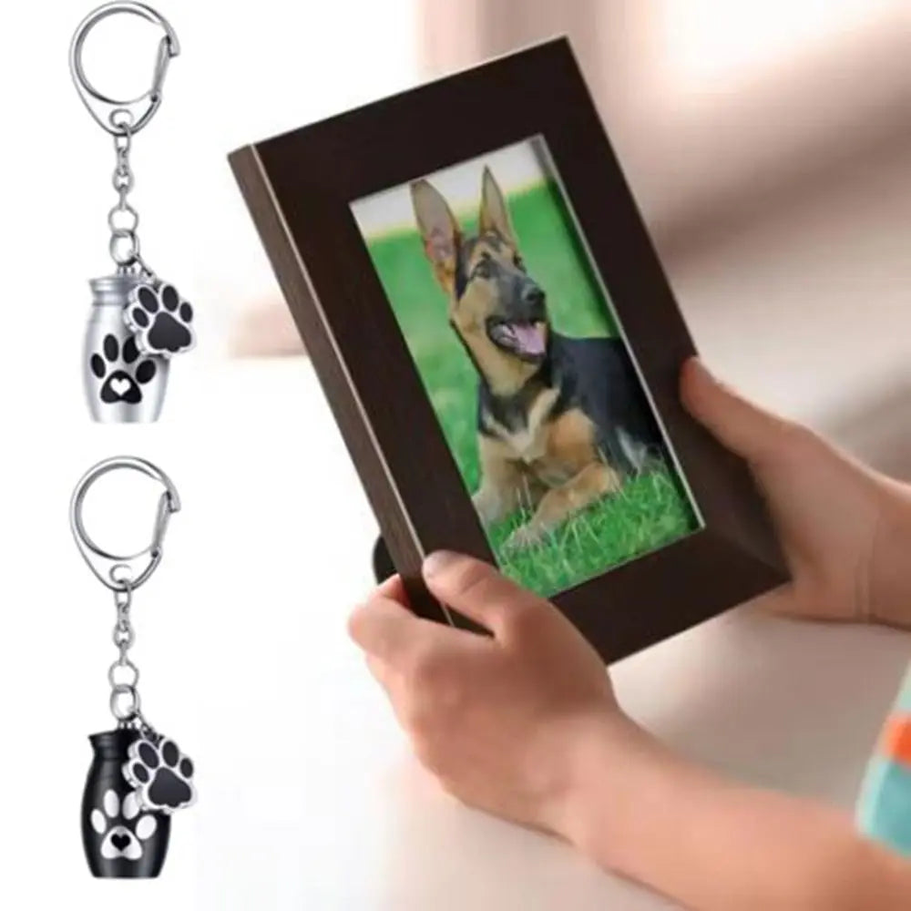 Aluminum Alloy Pet Urns Keychain Paw Print Wear Resistant Pet Urn Pendant Waterproof Hanging Cat Dog Ashes Pendant Pet Teeth Zpaxo