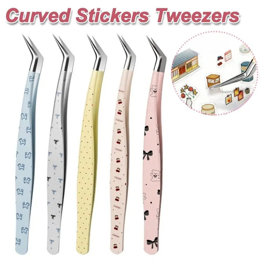 Stainless Steel Curved Stickers Tweezers Anti-static Precision Lashes Zpaxo