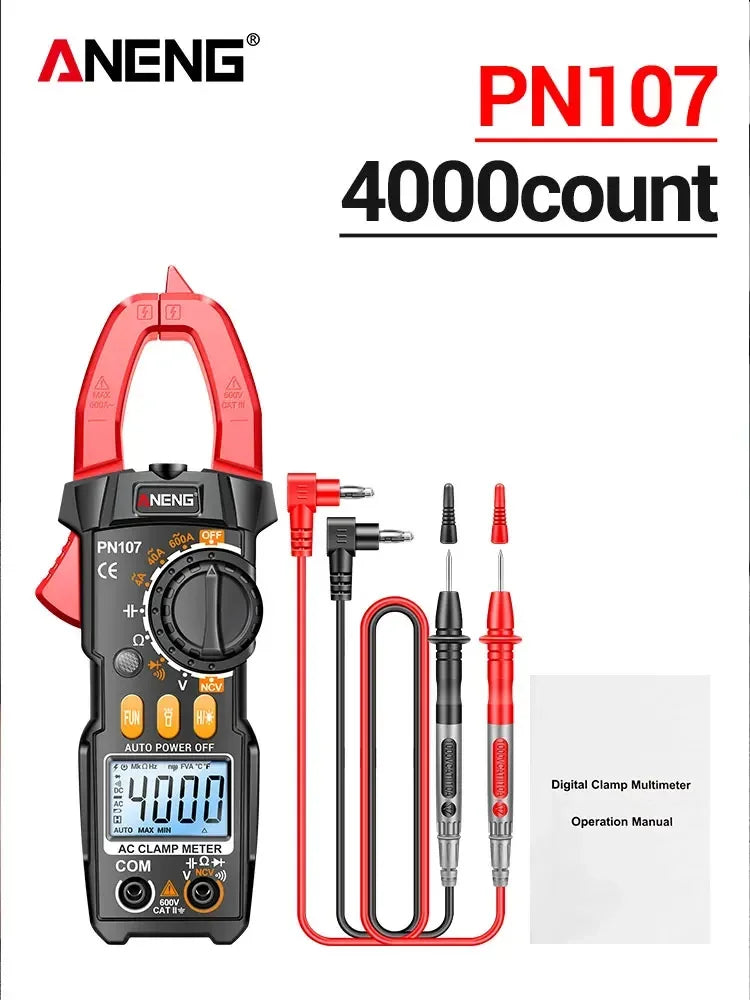 ANENG PN107 Aoto Digital Clamp Meter True RMS 4000 Count Electrical