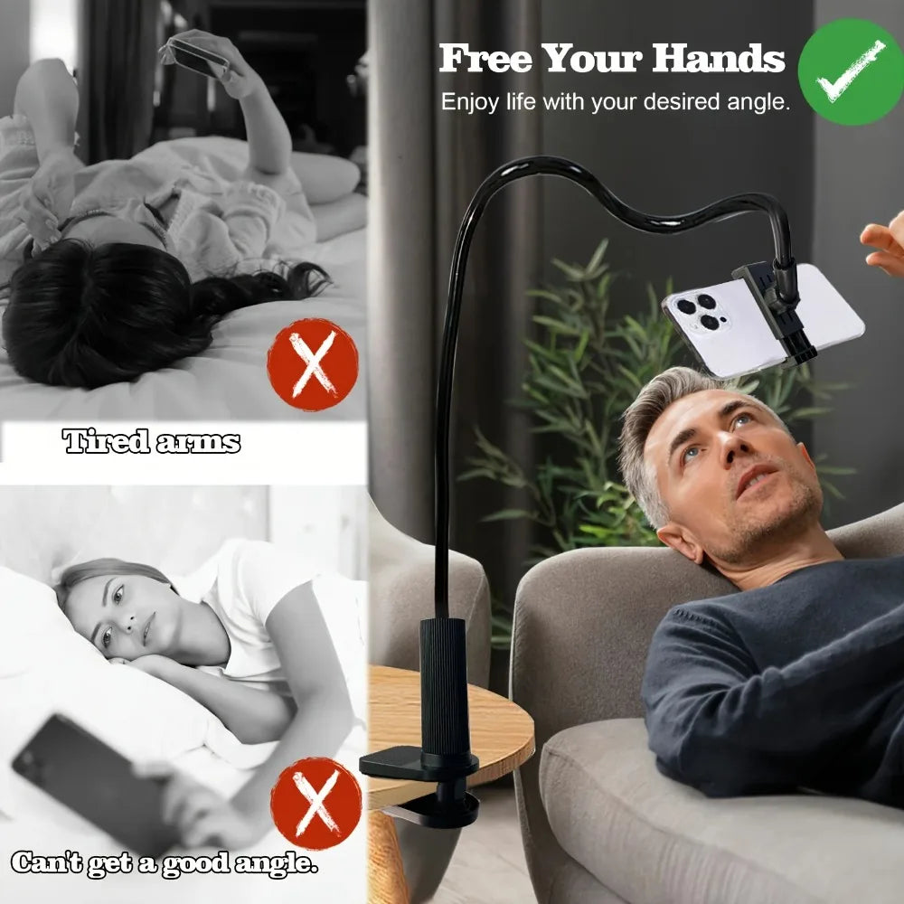 Flexible Gooseneck Phone Holder Long Arm Clamp Designed Lazy Use