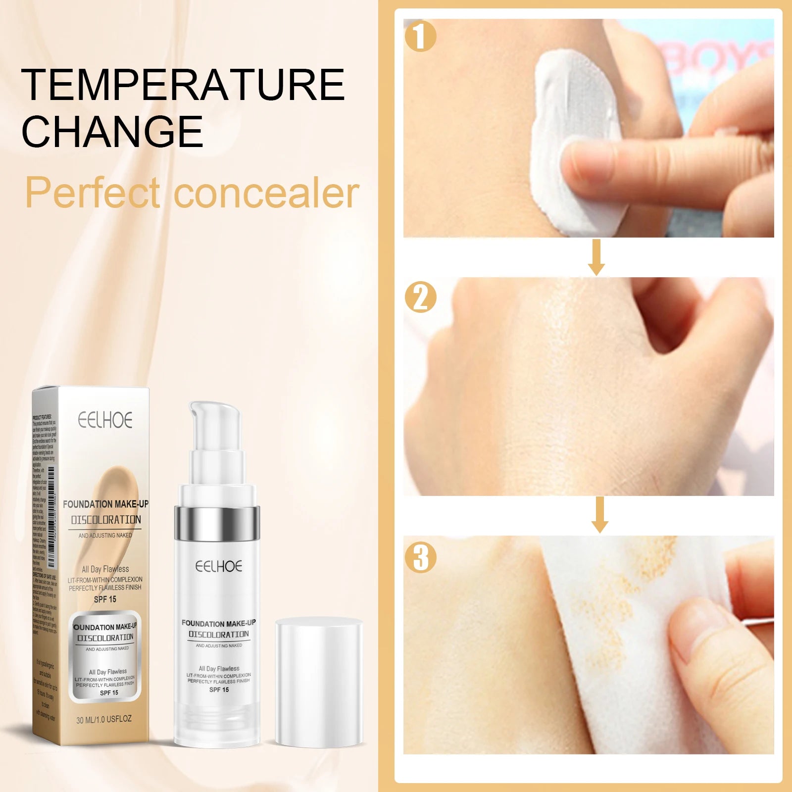 Color Changing Foundation Serum for Natural Glow Lightweight Full Coverage Long Moisturizing Finish 30ml Sensitive Skin Friendly Zpaxo