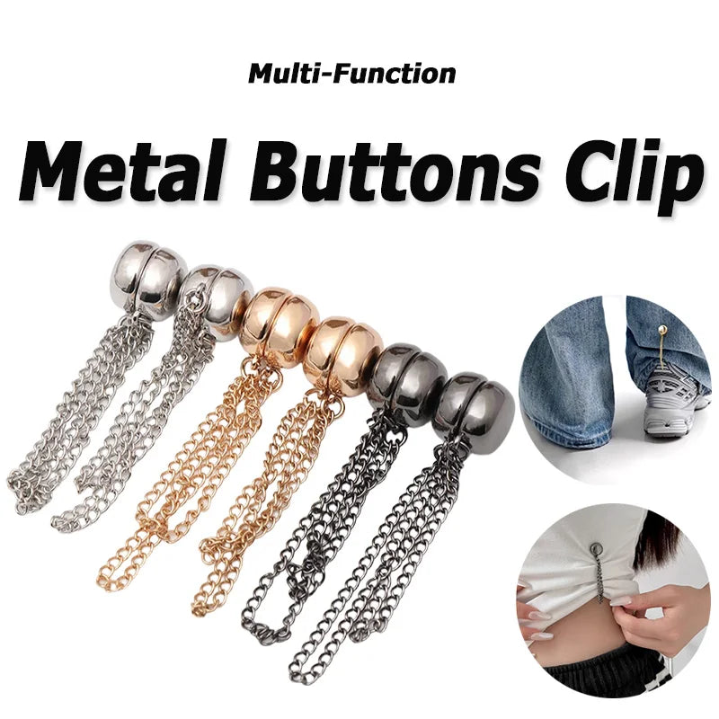 1 Pair Multi-function Magnetic Clothing Clip Chain Metal Buttons
