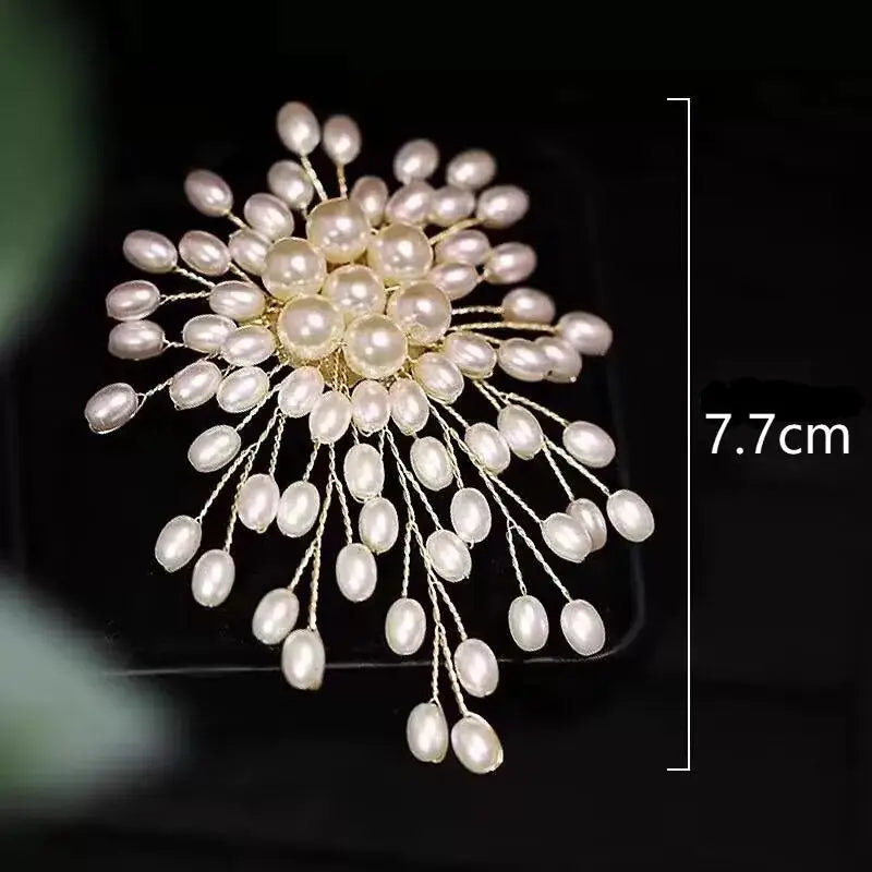 Pearl Firework Flower Brooch | Alloy Corsage Pin & Accessory