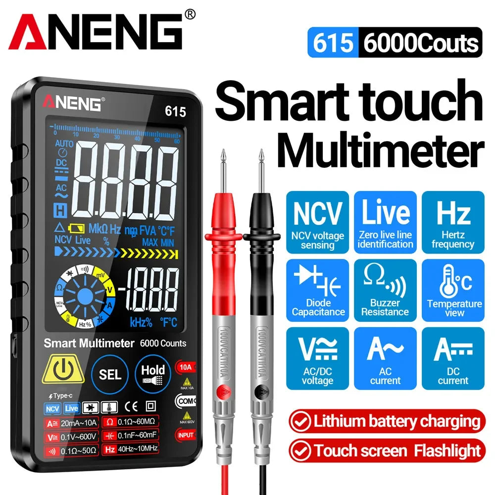 Rechargeable 6000 Counts Multitester ANENG 615 Test Tools Digital