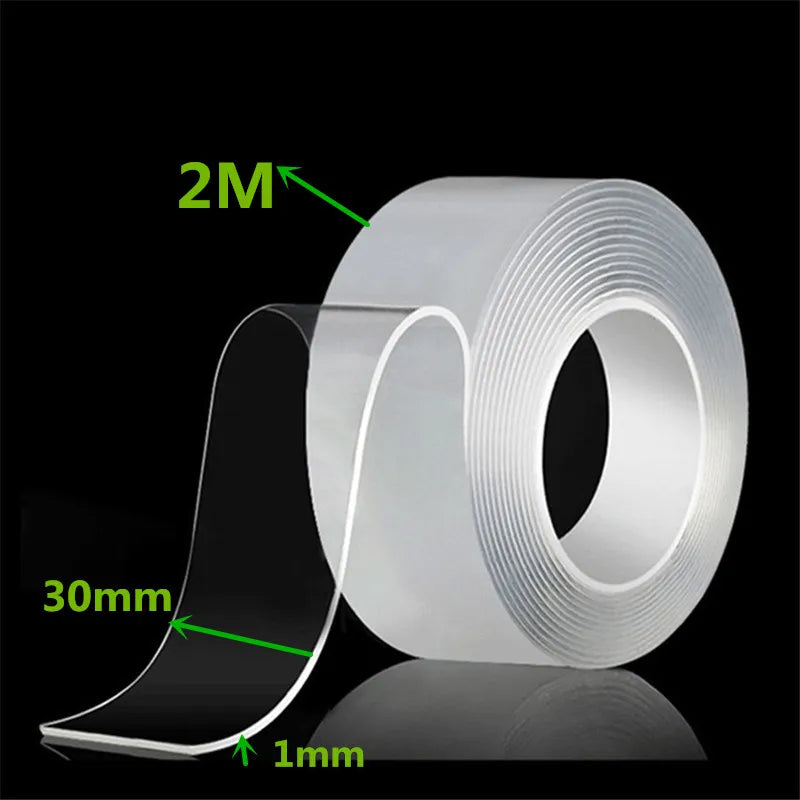 1m 2m 3m 5m Nano Tape Double Sided Tape Transparent Reusable Waterproof Adhesive Strong Tapes Cleanable Kitchen Bathroom Supplie Zpaxo 30mmX2M