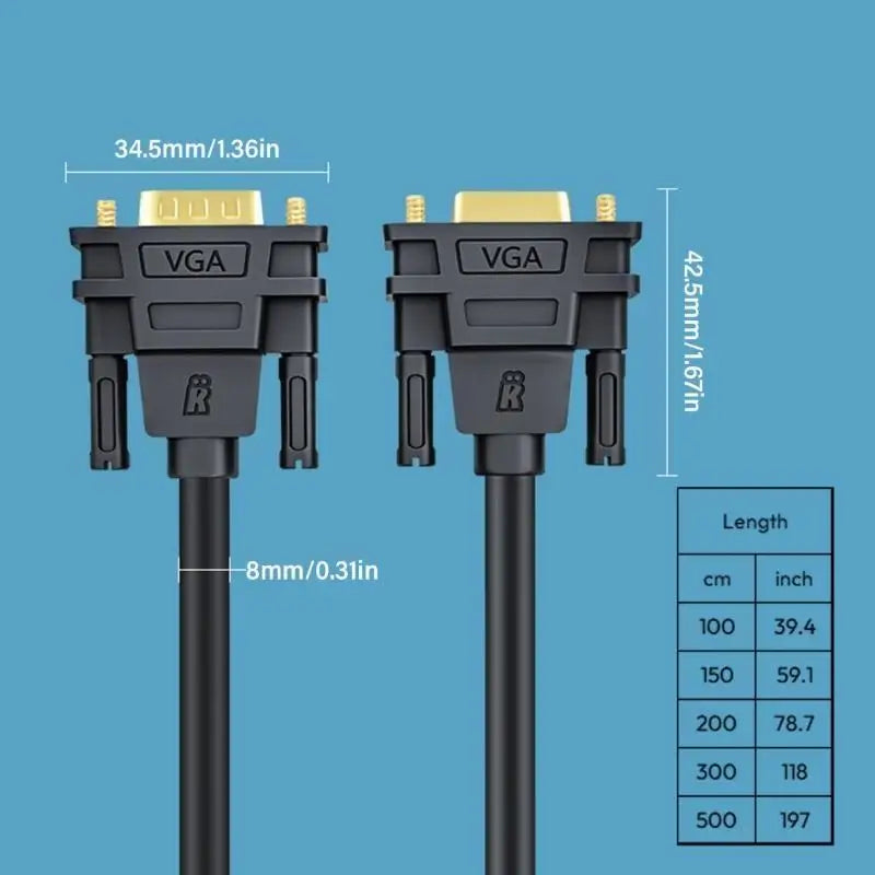 652F VGA Extension Cable VGA Male To Female With Double Ferrite Cores For Clear 1080P Transmission On And Projectors Zpaxo