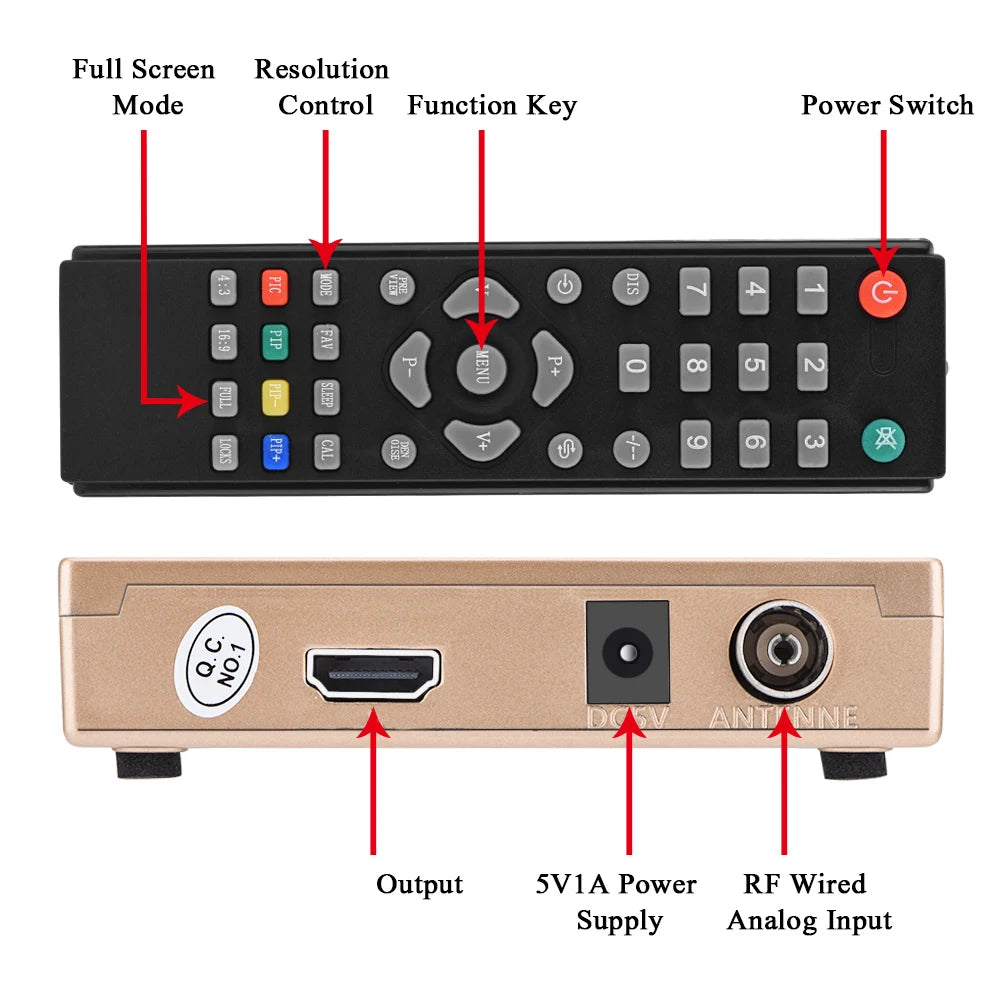 HDMI Converter Adapter Analog RF All Standard TV Receiver Remote