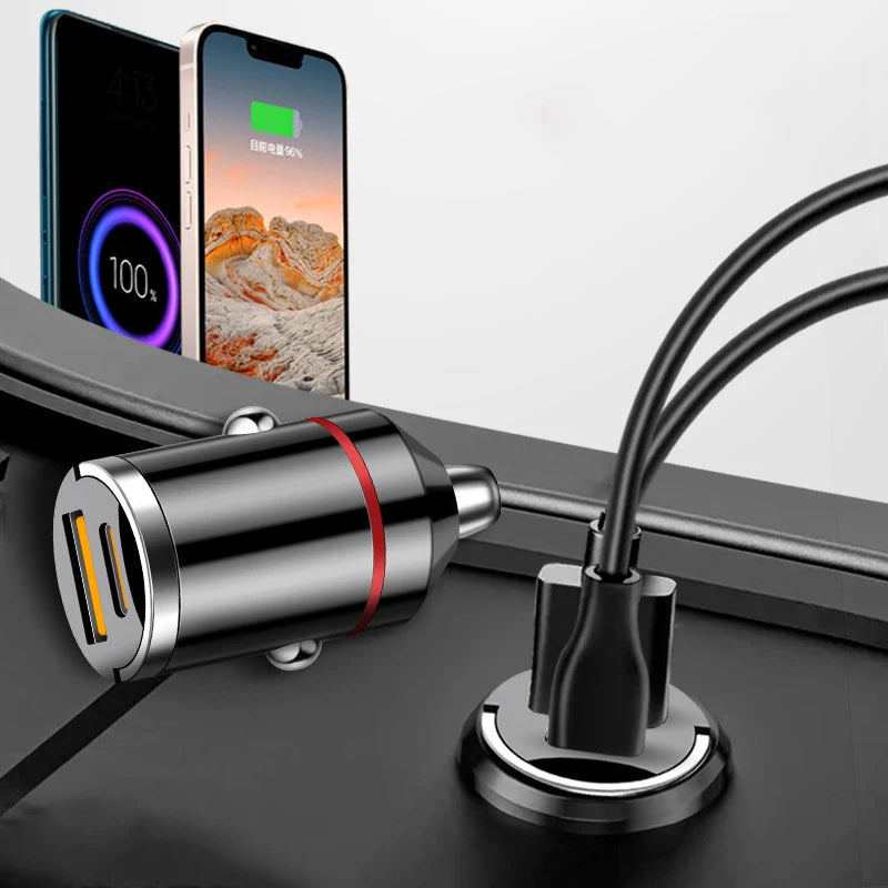100W Mini Dual Ports USB Car Charger Lighter Fast Charging Phone