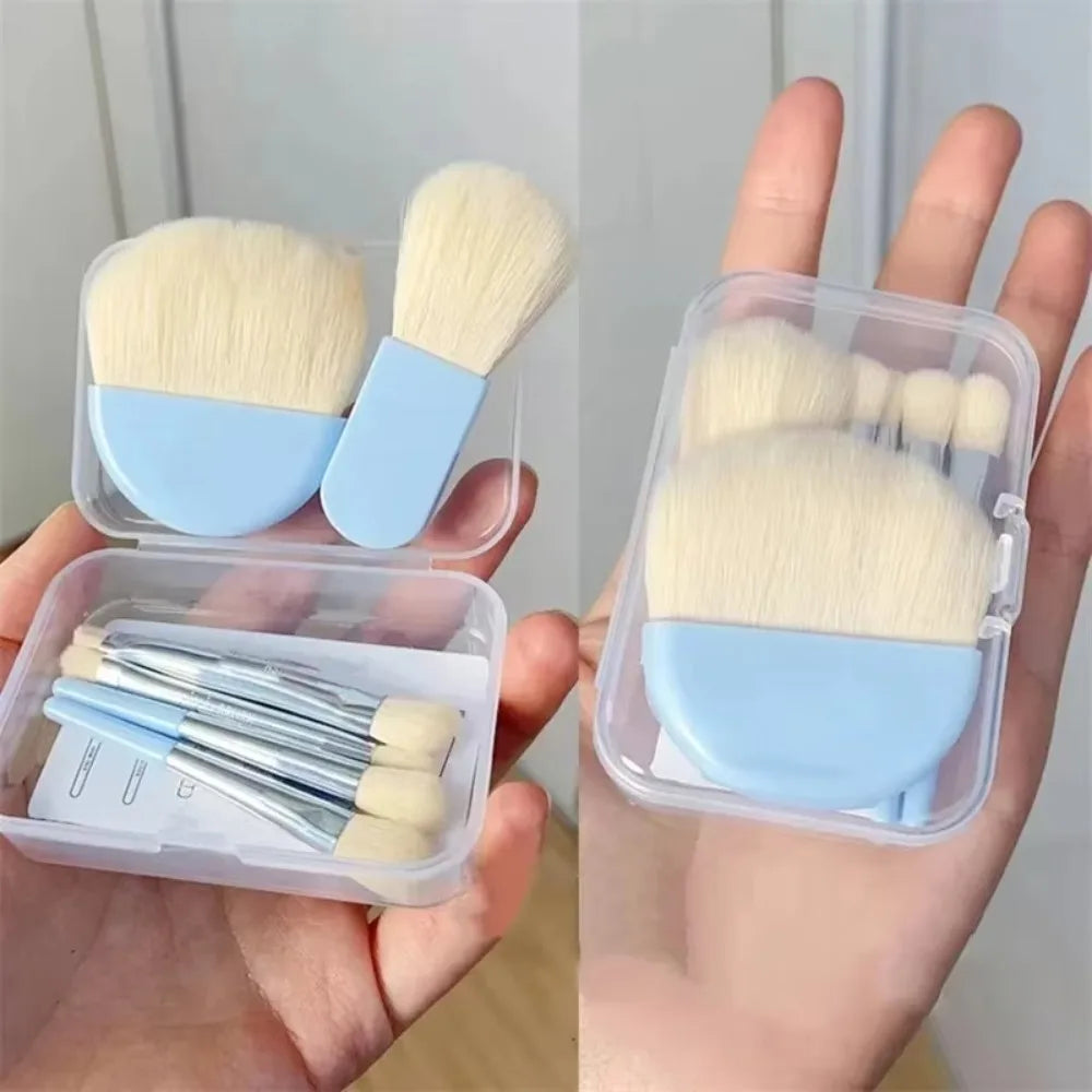 Soft Bristles Mini Makeup Brush Blending Multiple Heads Cosmetic Zpaxo Blue