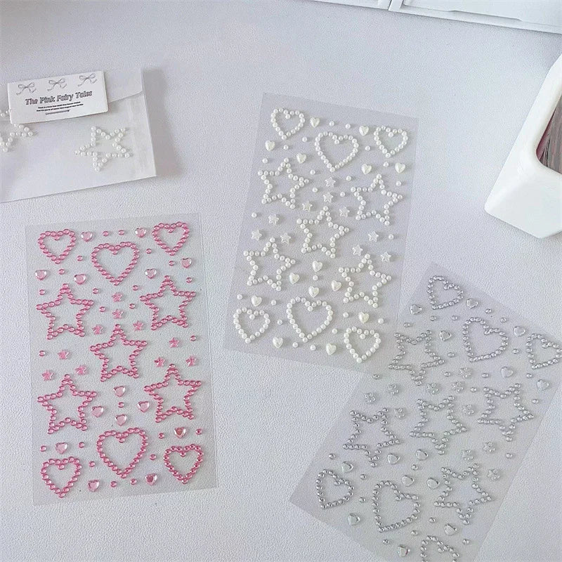 Kids DIY Decoration Self Adhesive Jewelry Crafts Sparkly Rhinestone Stickers 3D Star Heart Crystal Stickers Girls Gifts Zpaxo