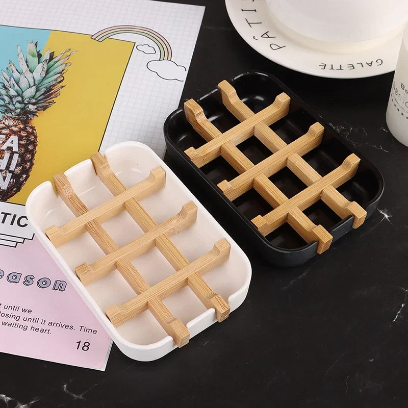 Bamboo Soap Dish with Draining Tray – Eco-Friendly Holder Bamboo Soap Dish Zpaxo
