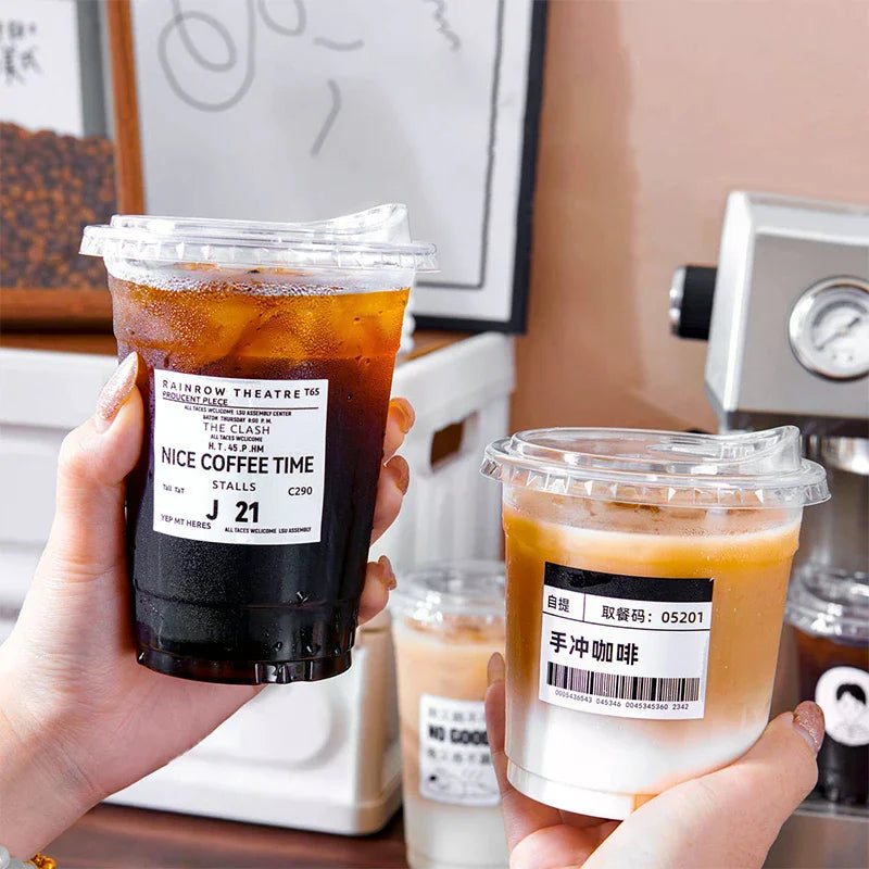 Clear Plastic Cup Strawless Lids Disposable Cups Iced Coffee Juice Zpaxo