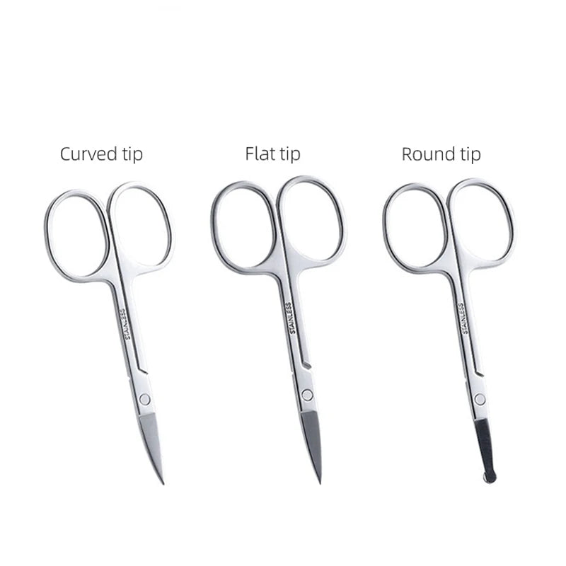 Mini Stainless Steel Portable Curved Mustache Eyebrow Nose Ear Hair Remover Scissor Trimmer Safety Tips Nail Cuticle Cutter Zpaxo