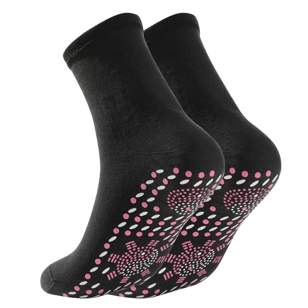 1 Pair Thermotherapeutic Socks Pain Relief Slimming Health Socks Tourmaline Cold-Resistant Christmas Gifts for Friends Zpaxo black