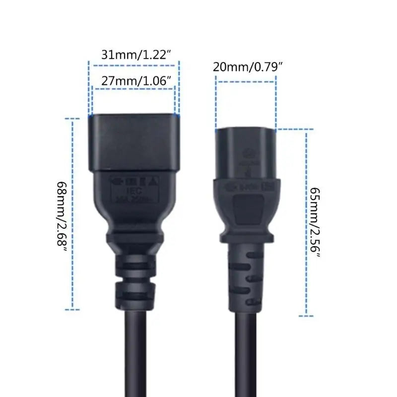 652F Power Cord 3Prong C20 Male to C13 Female 5.9Ft 250V 10Amp 16A PDU Extension Cable for Laptops Electronics Computer Zpaxo