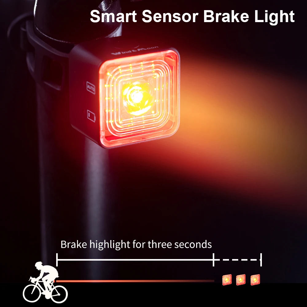 Bicycle Smart Brake Sensing Light Front Rear Sets IP66 Waterproof USB MTB Road Bike Taillight Night Cycling Safety 100/120LM Zpaxo