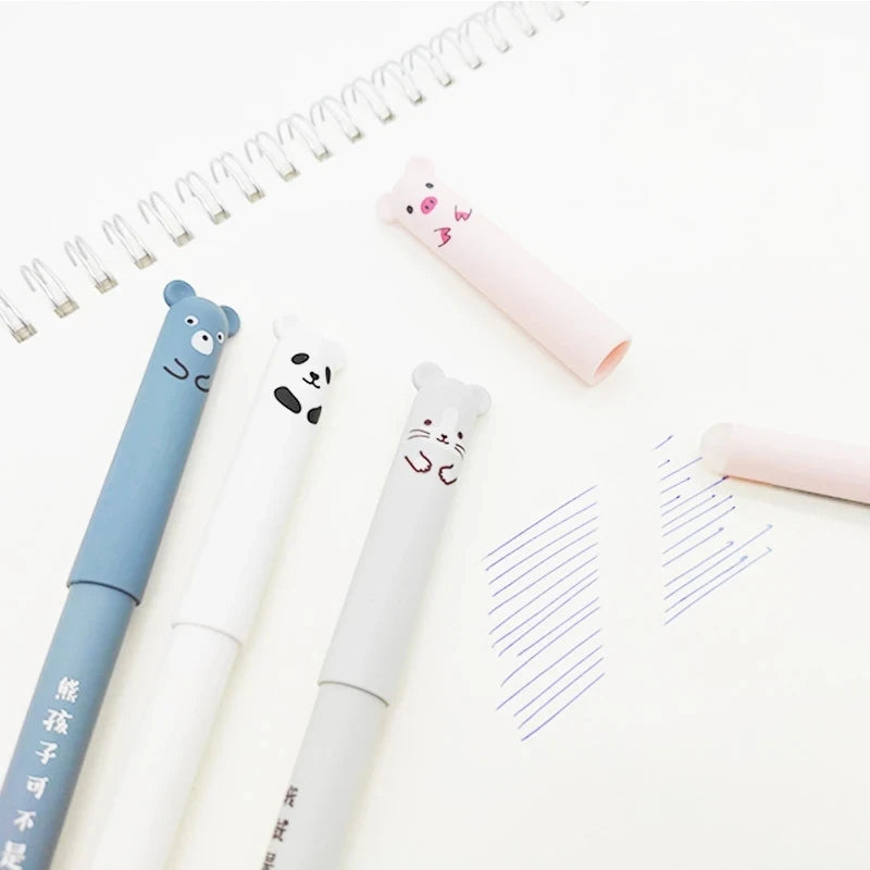 12pcs Kawaii Erasable Gel Pens 0.5mm Waterproof Blue/Black/Red Gel Ink Stationery School supplies for Office Student Zpaxo