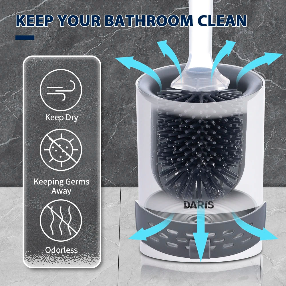 Water Spray Silicone Toilet Brush Detergent Refillable Bowl Cleaner