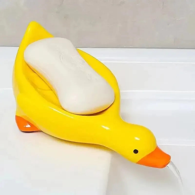Cute Duck Soap Dish – Self-Draining Plastic Soap Holder Soap Dish Zpaxo Yellow