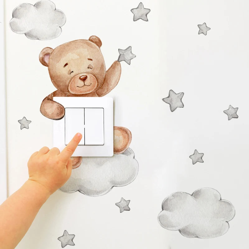 Cute Giraffe Bear Elephant Star Switch Sticker Kid Baby Bedroom