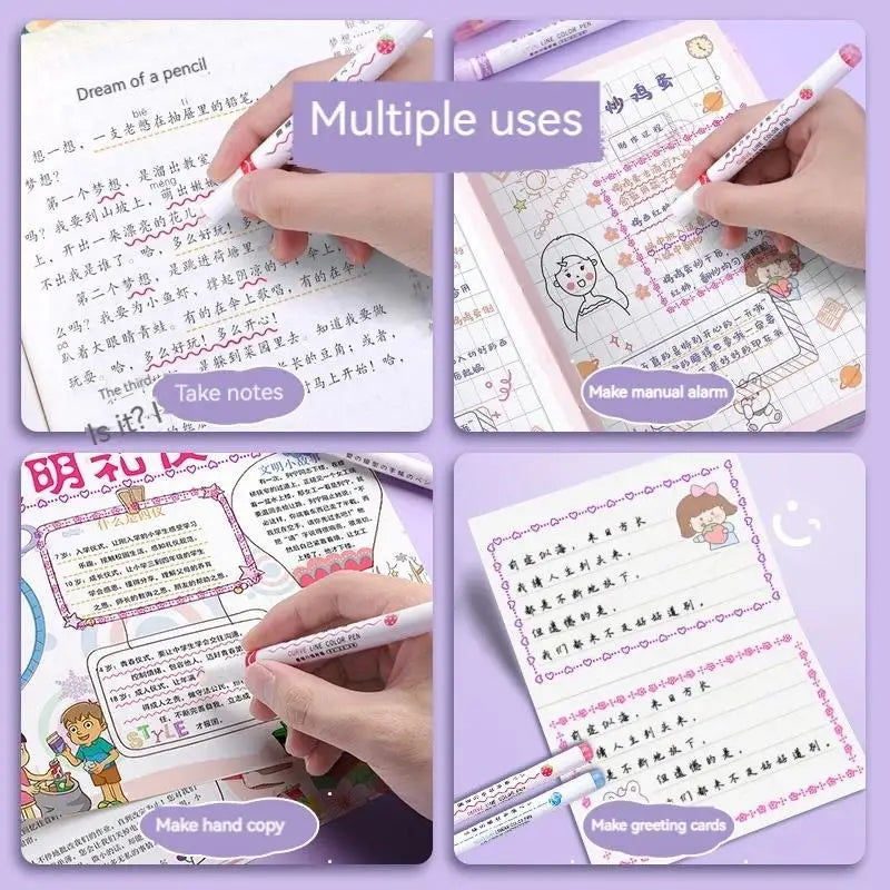 Flower Line Shape Highlighter Pen Journaling Drawing School Design Zpaxo