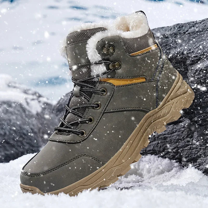 Men Boots 2024 Winter Slippers Warm Shoes Waterproof Non-slip Plush