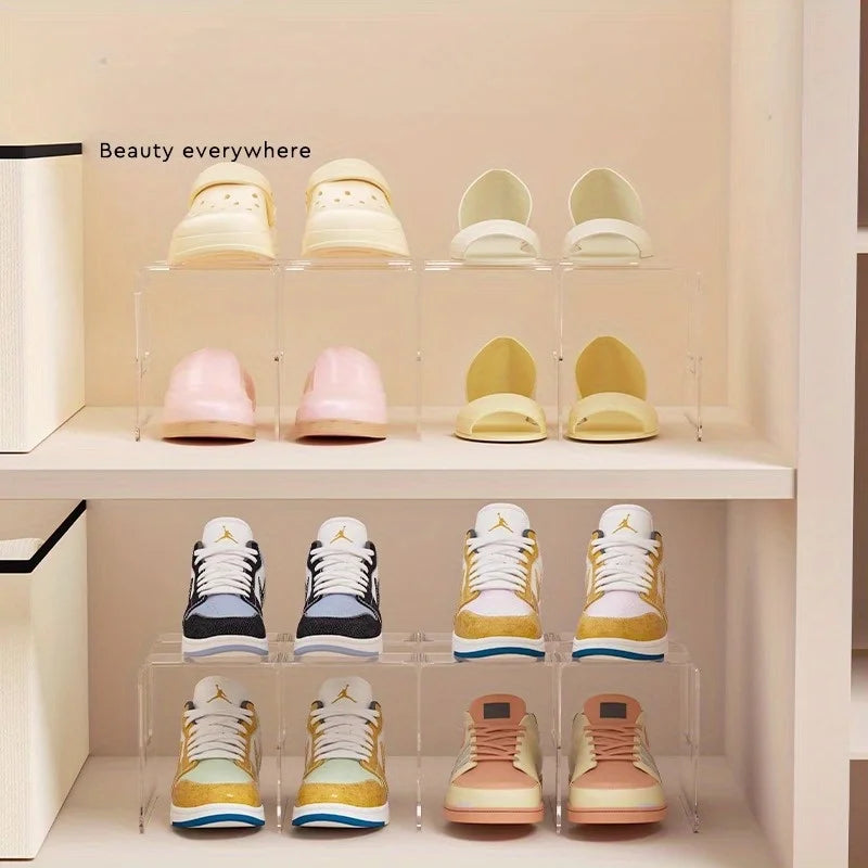 1 Transparent Acrylic 4 Compartments Shoe Rack No Need Electricity Zpaxo 2pcs