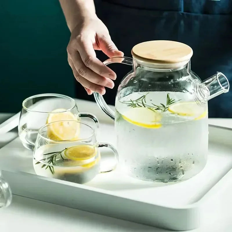 1/1.8L Transparent Borosilicate Glass Teapot Heat-Resistant Large Clear Tea Pot Flower Tea Set Puer Kettle Cup Office Home Tool Zpaxo