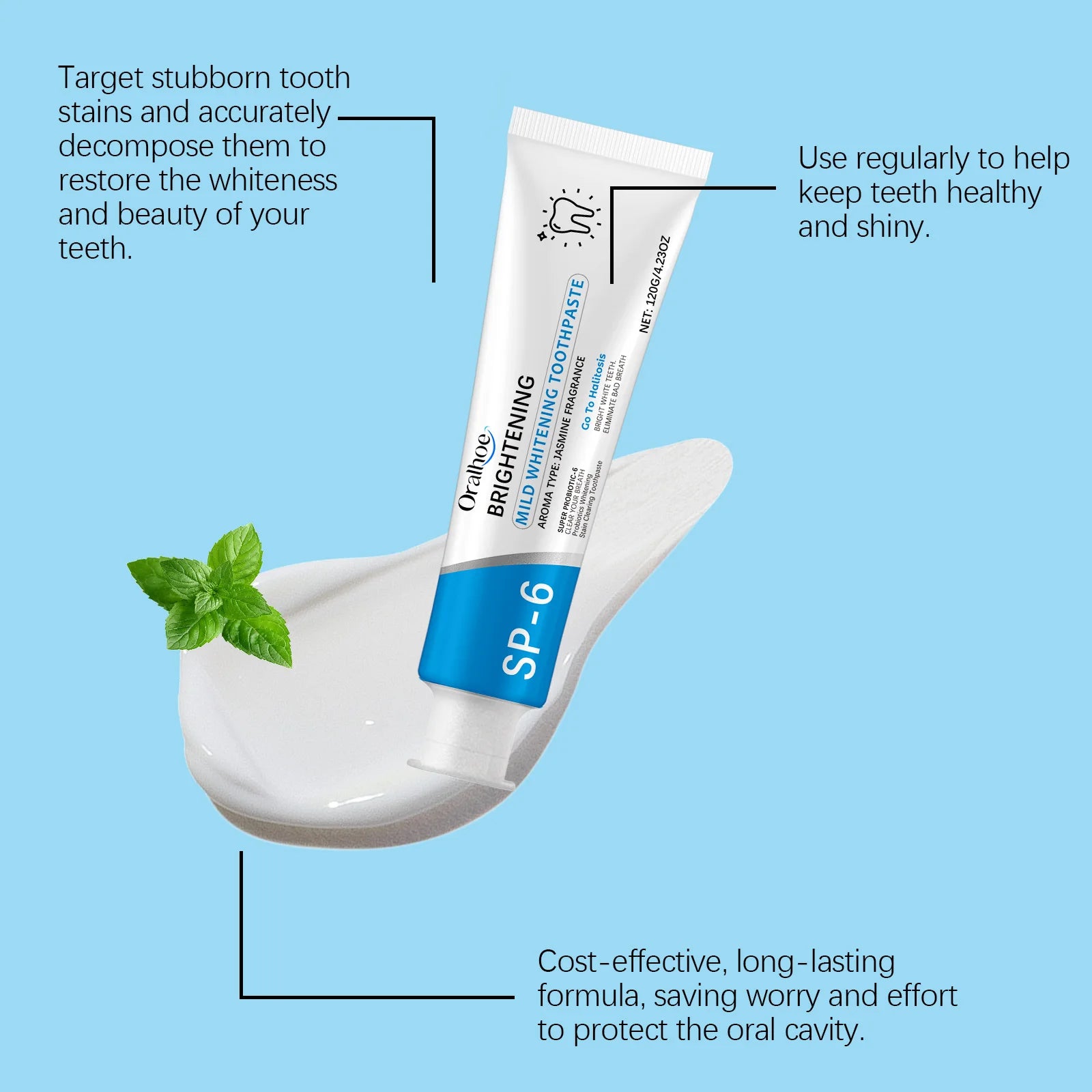Oralhoe Whitening Toothpaste – Mint, Jasmine & Xylitol 120g Whitening Toothpaste Zpaxo