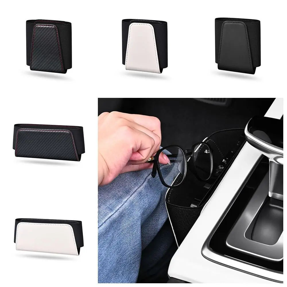 Leather Car Glasses Organizers Self Adhesive Collecting Bag Storage Zpaxo