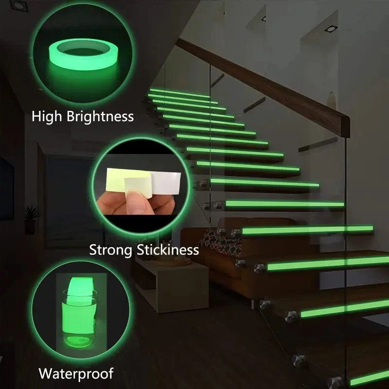 Green Glow Dark Tape Self Adhesive Luminous Fluorescent Sticker Wall